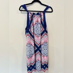 Trina Turk Colorful Satin Sleeveless Mini-Dress, Tile Blue size 10 2006